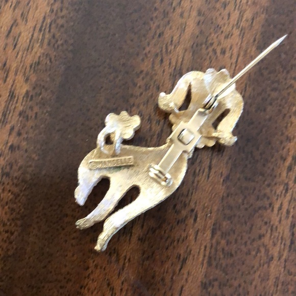 vintage marked Mamselle white silver tone poodle pin - Picture 5 of 8